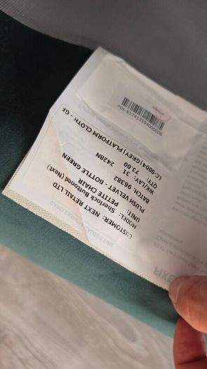 Sherlock Bottle Green Velvet Next Armchair