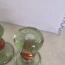 Set Of 2 Old Cut Glass Colored Candle Holders. Image 9