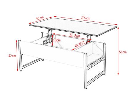 BRAND NEW Coffee Table With Storage Shelf lLift-Up sidetable Desk Metal Leg Laptop Table Study Desk Livingroom Furniture White