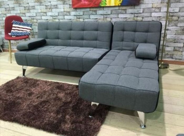 Dark Grey fabric Stylish Corner Sofa Bed with Chaise Longue