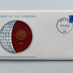 Turkey 1974 Vintage Coin Stamp cover BUNC