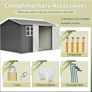 8 x 10 ft Outdoor Storage Shed Galvanized Metal Bike Shed, Tiny House Garden Tool Storage with Air Vent and Slide Door for Backyard Patio Lawn, Gray Image 3