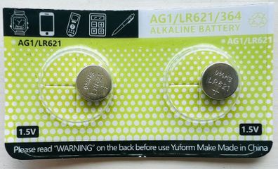 Battery Alkaline AG1 LR621 364 two watch batteries NEW Free Post