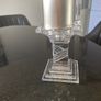 Galway crystal candle holder suits a dinner candle or a wide candle. Silver candle included. Image 2