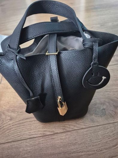 Small real leather picotin style bag