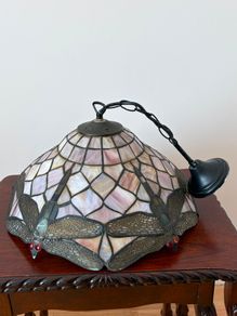 Vintage tiffany style stained glass ceiling pendant light ready to hang