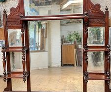 Large Antique Victorian Style Overmantel Mirror Carved Wood