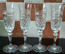 Galway Crystal Leah pattern champagne flutes