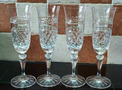 Galway Crystal Leah pattern champagne flutes