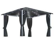 Gazebo with Curtain and String Lights 300x300 cm Anthracite Aluminium