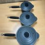 Set Of 3 Le Creuset Cast iron Enamel Pans 16 18 20cm Grey Farmhouse Image 2