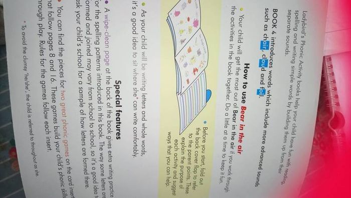 Phonics Book; Bear in the air