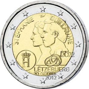 Luxembourg 2 Euro Commemorative Coin 2022 - 10th  Wedding Anniversary of Guillaume and Stephanie. Uncirculated.