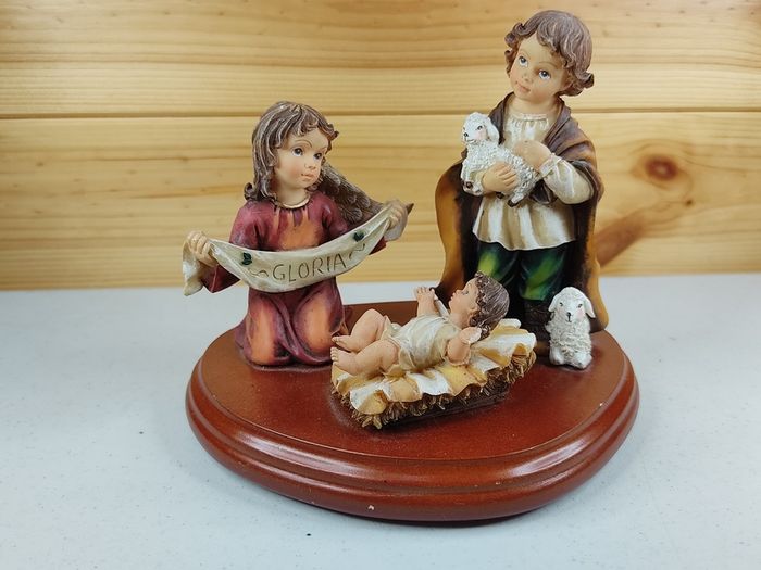 Ornament Gloria Baby Angel Lambs Vintage Antique