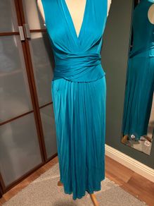 Issa London Turquoise with Flattering neckline Maxi Dress Size 10