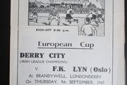 Derry City V Fk Lyn Euro Cup 1965 Programme