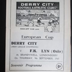 Derry City V Fk Lyn Euro Cup 1965 Programme