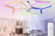 Smart RGB Ceiling Fan with Light and Remote, 68cm Low Profile Flush Mount Fan Light, 5 Colours &amp; 3 Modes, Ultra-Quiet 35dB, E27 Screw in Fan Lamp for Bedroom Game Room Living Room