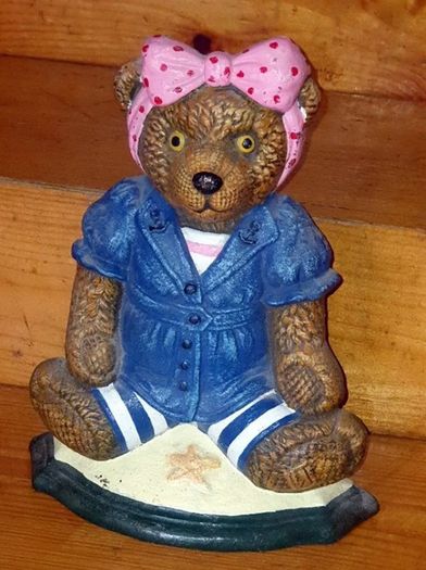 Vintage Wright Studios Cast Iron Teddy Doorstop