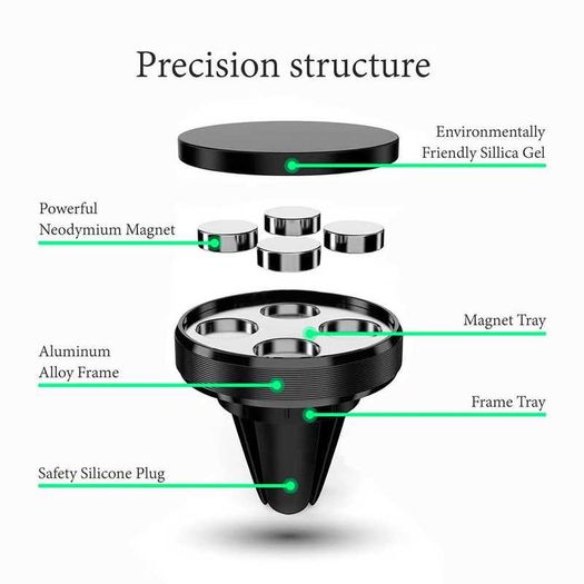 Air Vent Holder 360 degrees In car Magnetic Rotative Universal for Smartphones Black