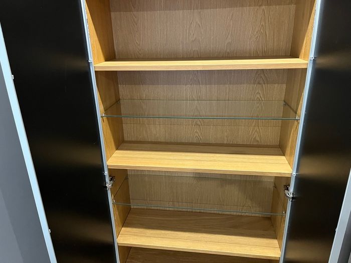 Ikea billy bookcase with glass doors & glass shelves