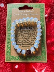 Quartz stone with tree of life charm bracelet