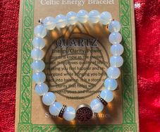 Quartz stone with tree of life charm bracelet