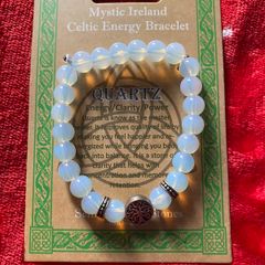 Quartz stone with tree of life charm bracelet