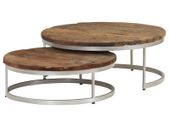 Coffee Table Set 2 Pieces Reclaimed Wood and Steel