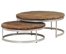 Coffee Table Set 2 Pieces Reclaimed Wood and Steel