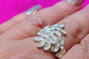 Vintage Crystal Leaf Ring
