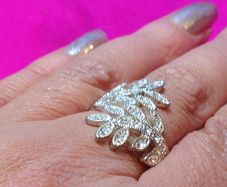 Vintage Crystal Leaf Ring