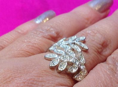 Vintage Crystal Leaf Ring