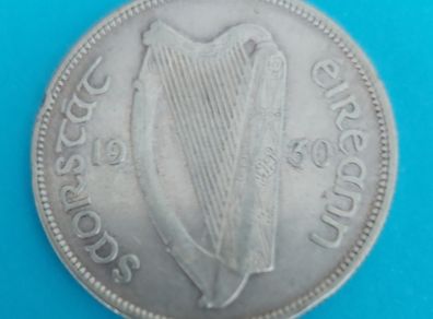 Ireland 1930 Harp Half Crown in  Extremely Fine condition