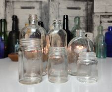 347 - Set of 6 Vintage Collectible Decorative Clear Glass Bottles and Jars