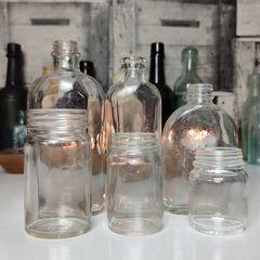 347 - Set of 6 Vintage Collectible Decorative Clear Glass Bottles and Jars