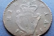 Hibernia  George lll  1781 copper Halfpenny coin