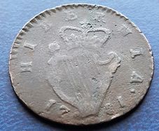 Hibernia  George lll  1781 copper Halfpenny coin