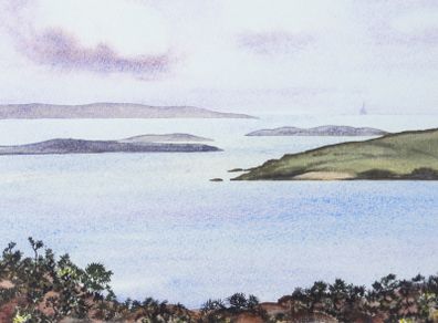 Fastnet and Roaring Water Bay - Limited Edition Signed Watercolour Print by Irish Artist Anna O'Hara | High-Quality Coastal Landscape Art