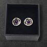 Vintage 925 Syerling Silver Purple Chalcedony Stud Earrings Image 2
