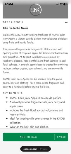 New KAYALI Eden Juicy Apple EDP 50ml