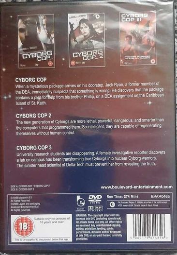 Cyborg Cop 1, 2 & 3 Boxset DVD Brand New & Factory Sealed
