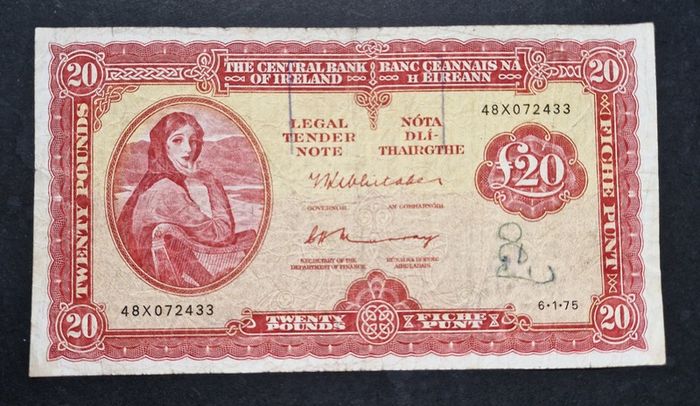 Ireland 20 pound Lady Lavery 1975 Banknote