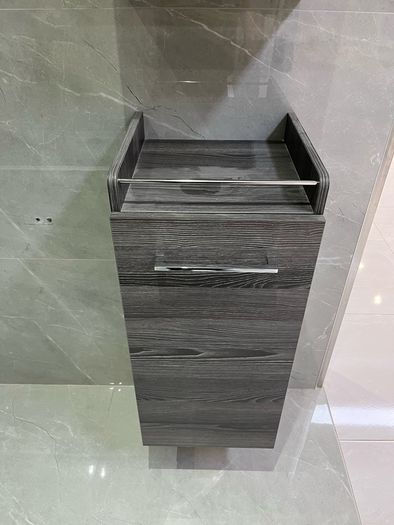Ex Display Danish made Dansani Mido Pine Grey Wall Cabinet, wall Hung base unit , wooden tray & Laundry bag
