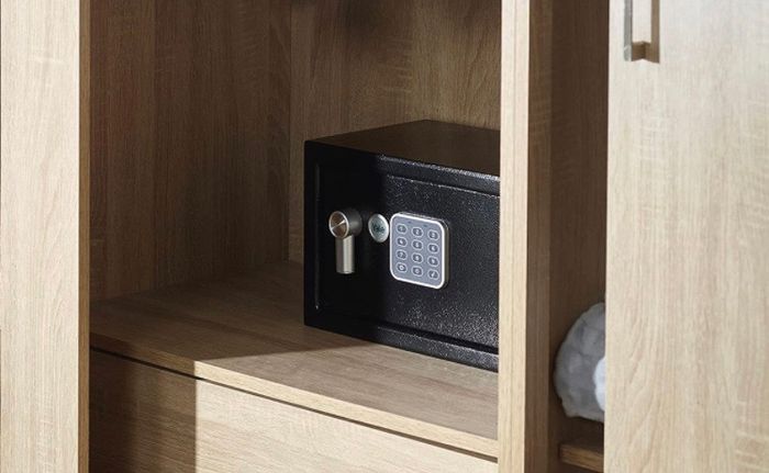 Small Value Safe, Digital Keypad, LED Light Indicators, Steel Locking Bolts, Emergency Override Key, Wall And Floor Fixings, Black Finish, 8 Litre Capacity