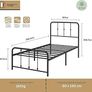 Florence Single Bed 80 x 190 cm-Frame with Metal Headboard and Footboard-Height 35 cm-Slatted Base Included-Storage Compartment Below-Black Image 8