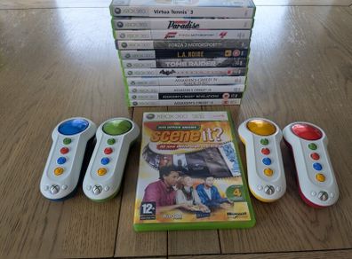 Xbox 360 Bundle 12 games (Assassin's Creed, Batman, Burnout, Forza, Scene It with buzzers)