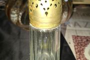 Antique Glass Sugar or Spice Shaker featuring a perforated Silver Plated Lid.