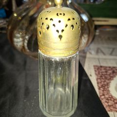 Antique Glass Sugar or Spice Shaker featuring a perforated Silver Plated Lid.