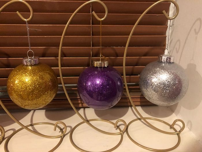 Personalised glitter Christmas baubles